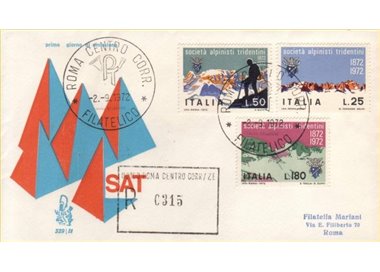 ITALY 1972 FDC (Venetia) Tridentine mountaineers registered rm