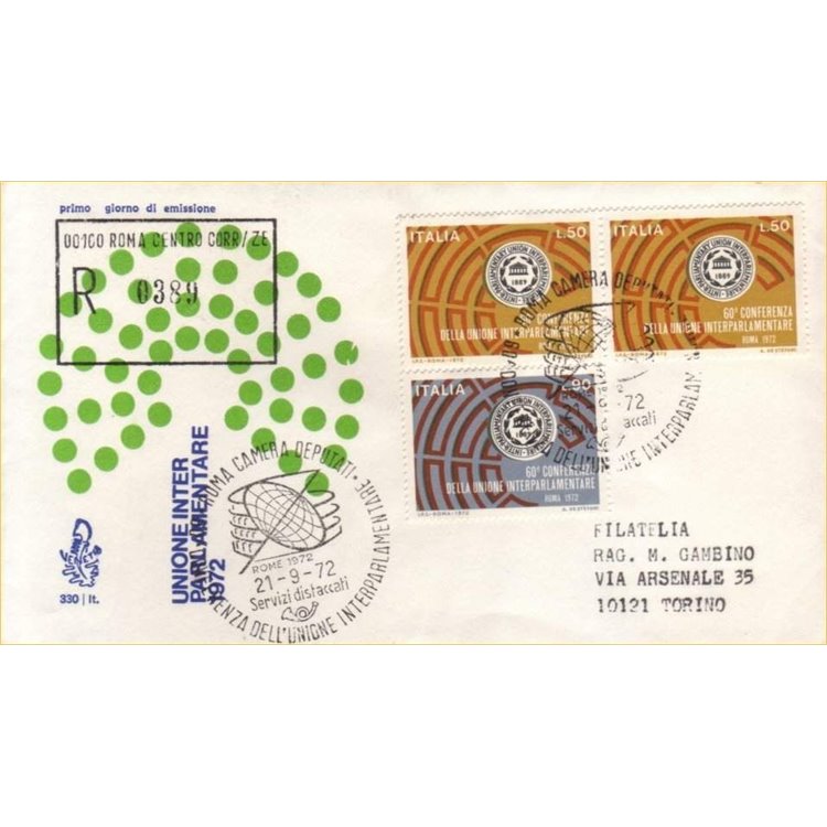 ITALY 1972 FDC (Venice) Inter-parliamentary Union registered