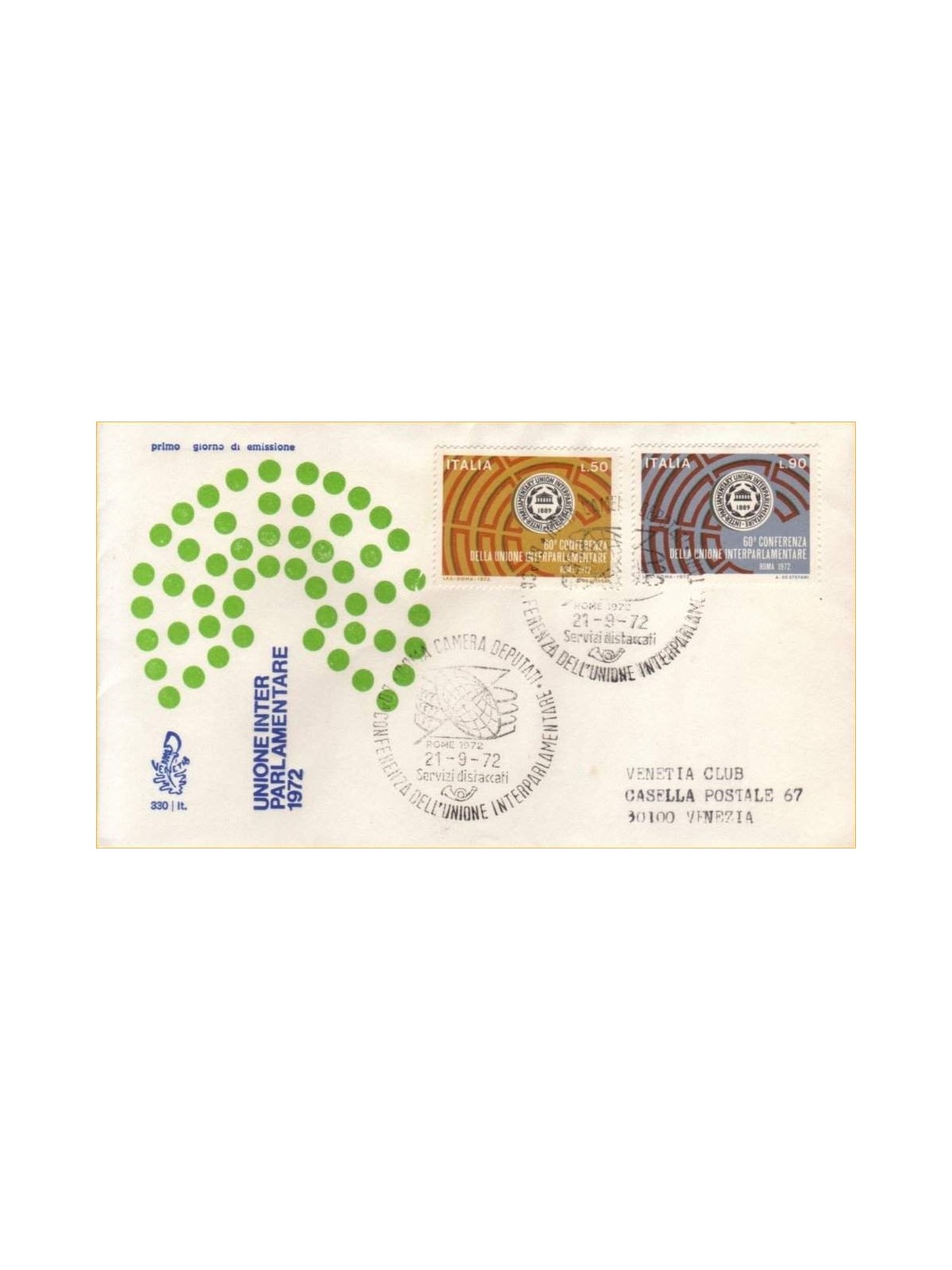 ITALY 1972 FDC (Venice) Inter-Parliamentary Union