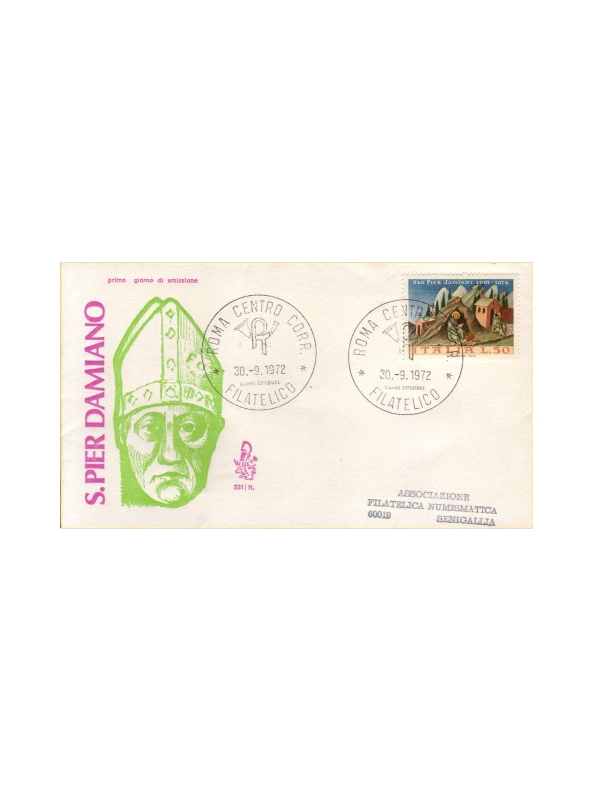 ITALIA 1972 FDC (Venetia) San Pier Damiani ord