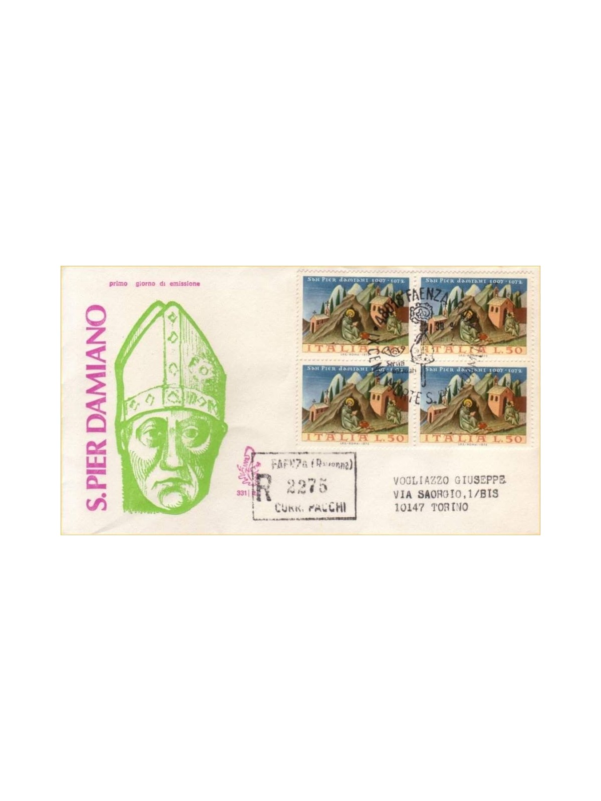 ITALY 1972 FDC (Venice) San Pier Damiani collection