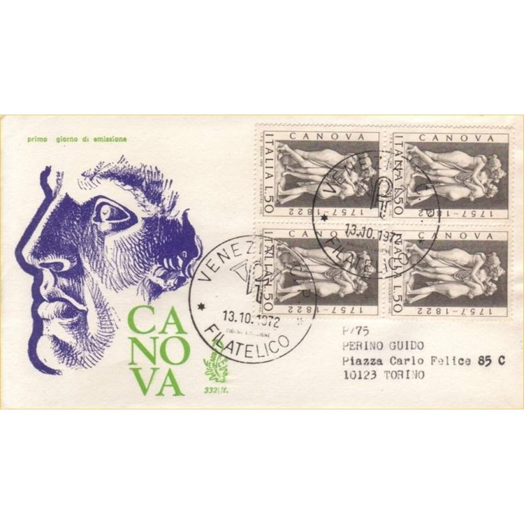 ITALY 1972 FDC (Venice) Antonio Canova collection