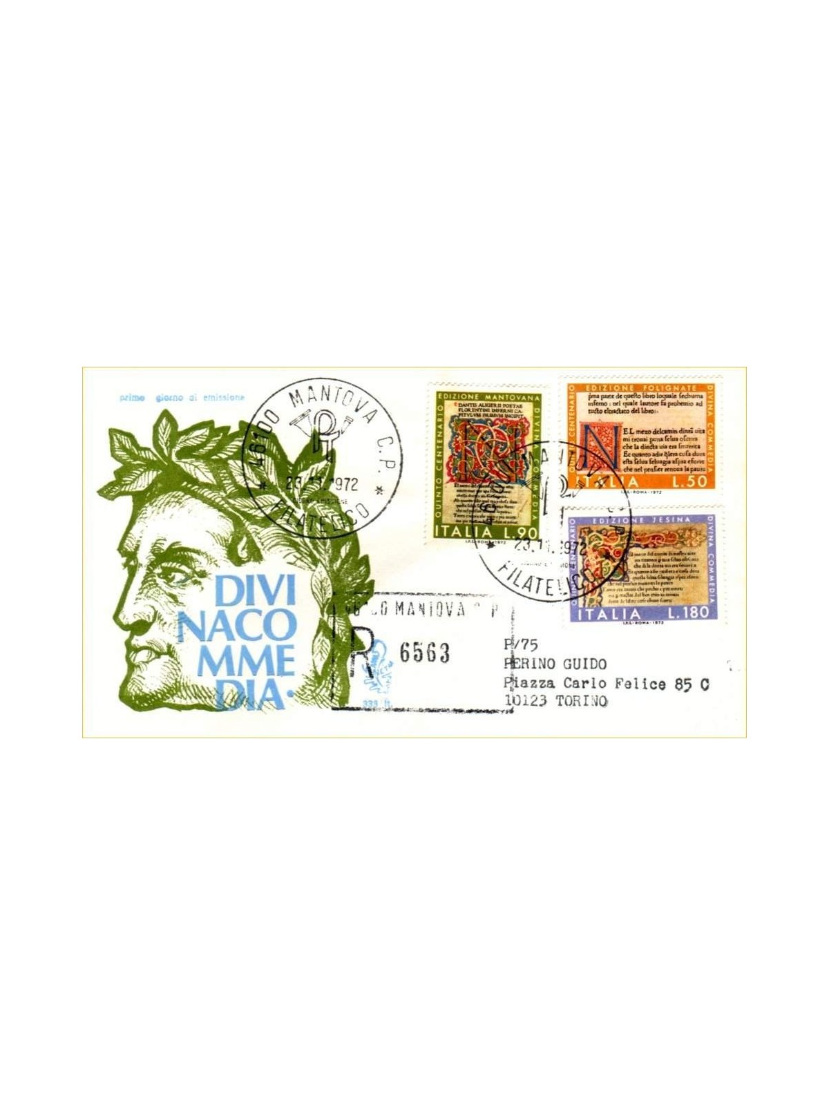 ITALY 1972 FDC (Venice) Divine Comedy collected mint