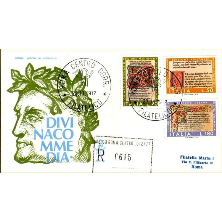 ITALY 1972 FDC (Venice) Divine Comedy collected mint condition