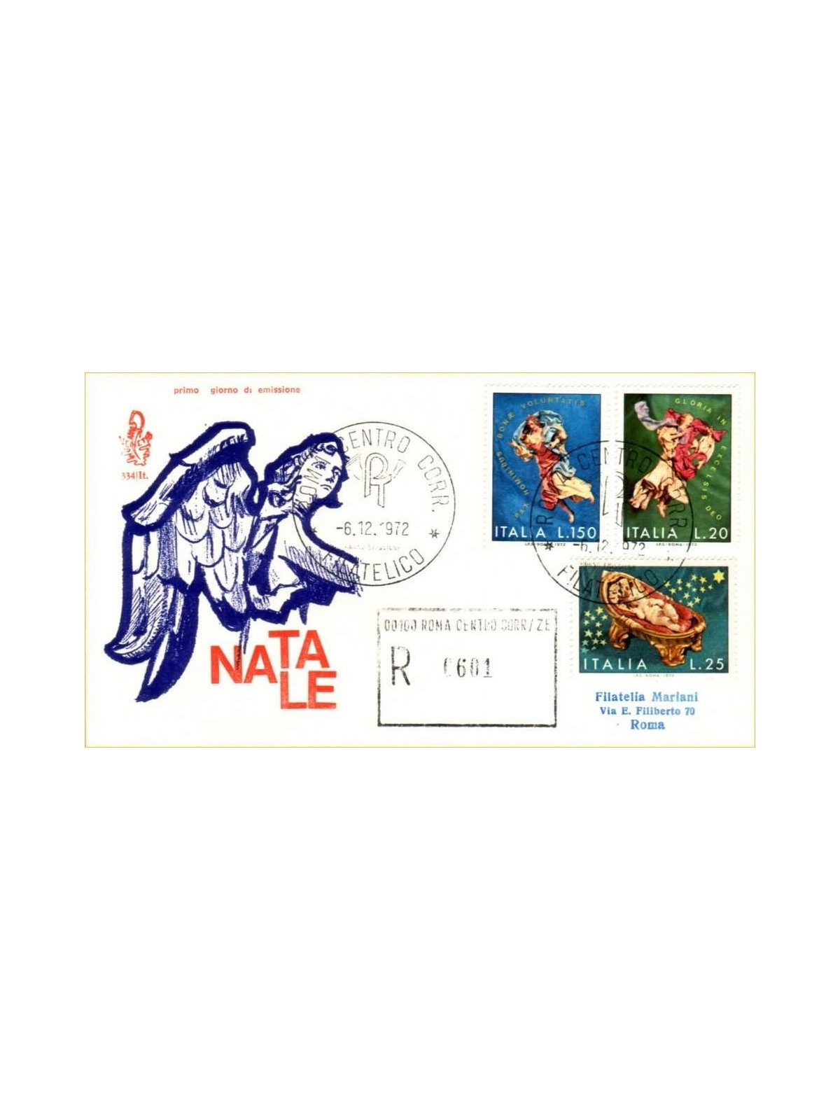 ITALIA 1972 FDC (Venetia) Natale racc rm