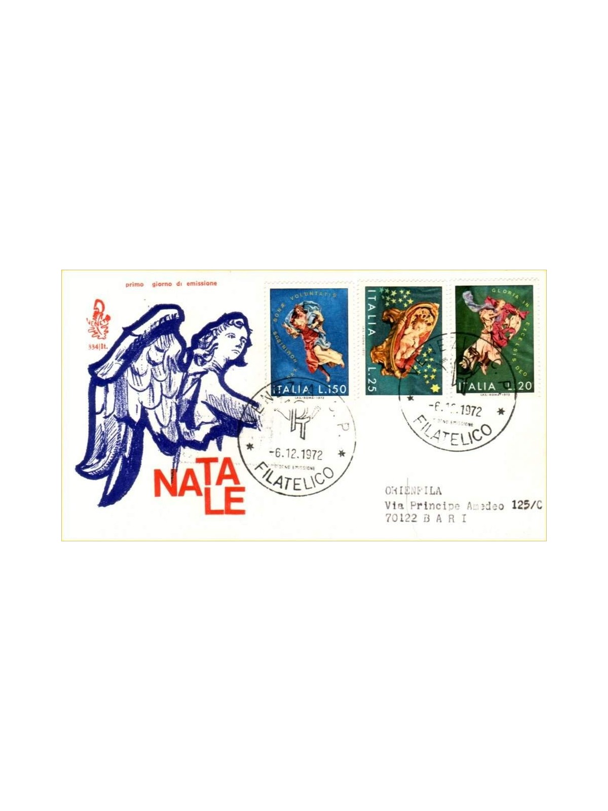 ITALIA 1972 FDC (Venetia) Natale racc ve