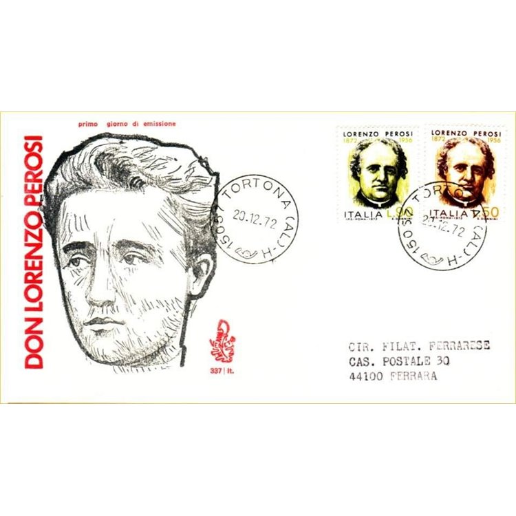ITALY 1972 FDC (Venice) Lorenzo Perosi ord