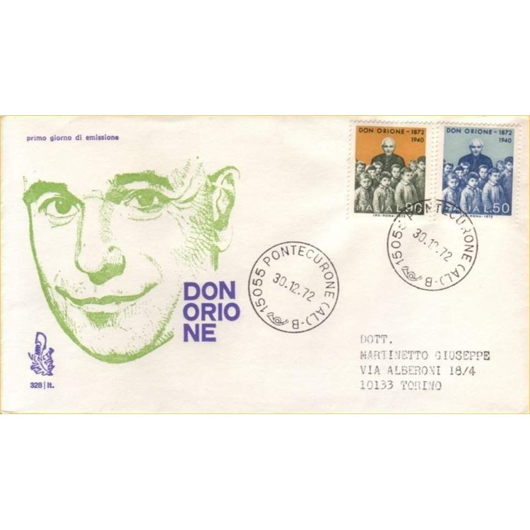 ITALY 1972 FDC (Venice) Don Luigi Orione