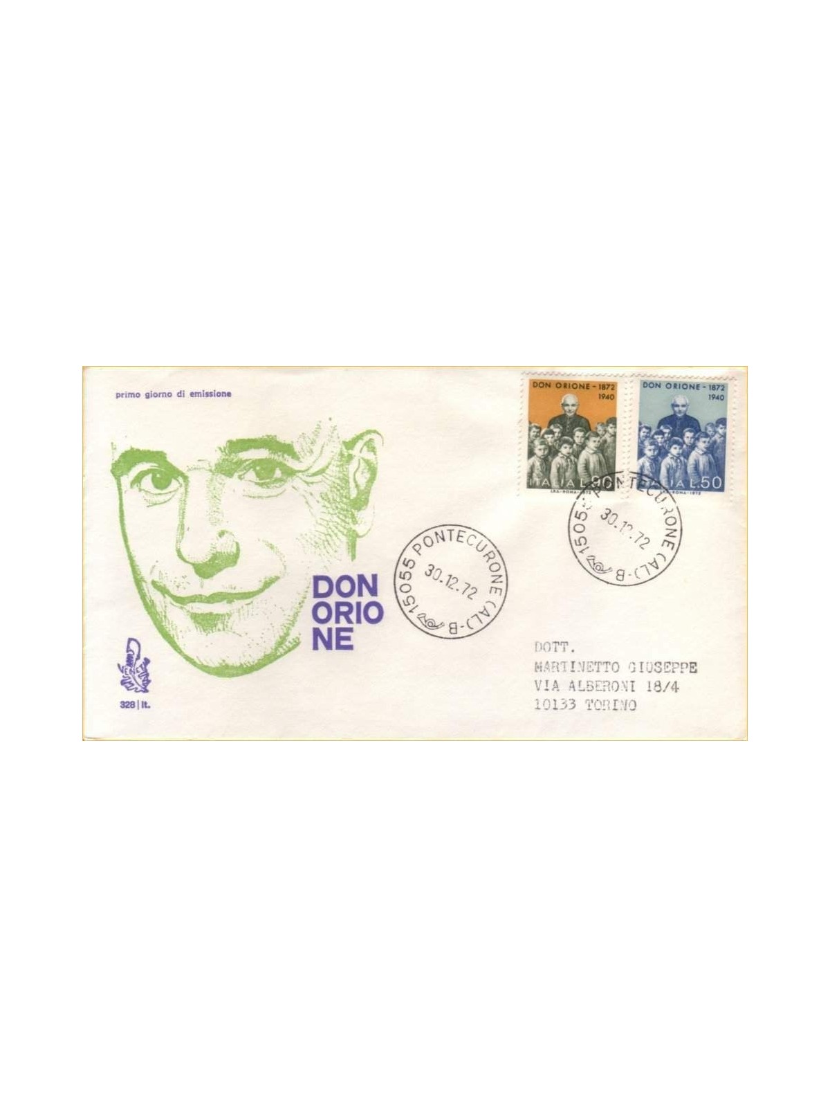 ITALIA 1972 FDC (Venetia) Don Luigi Orione
