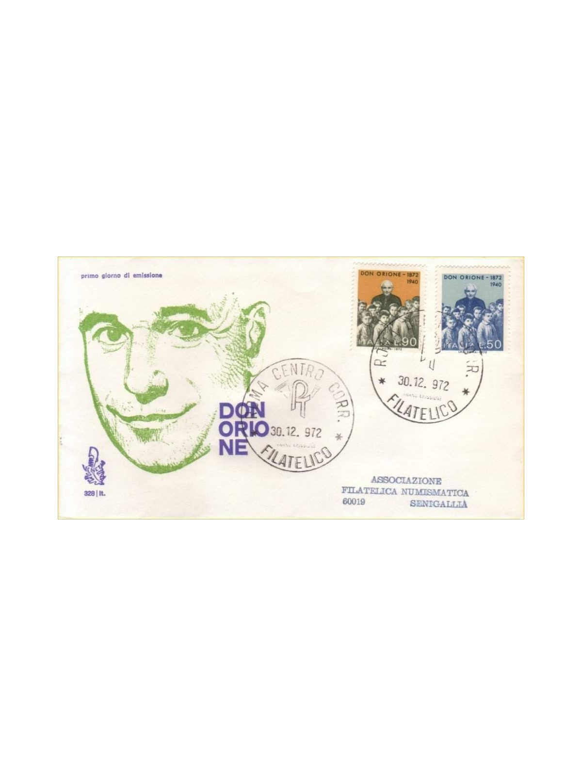 ITALY 1972 FDC (Venice) Don Luigi Orione ord