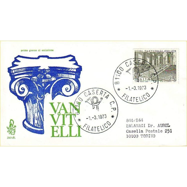 ITALY 1973 FDC (Venice) Luigi Vanvitelli