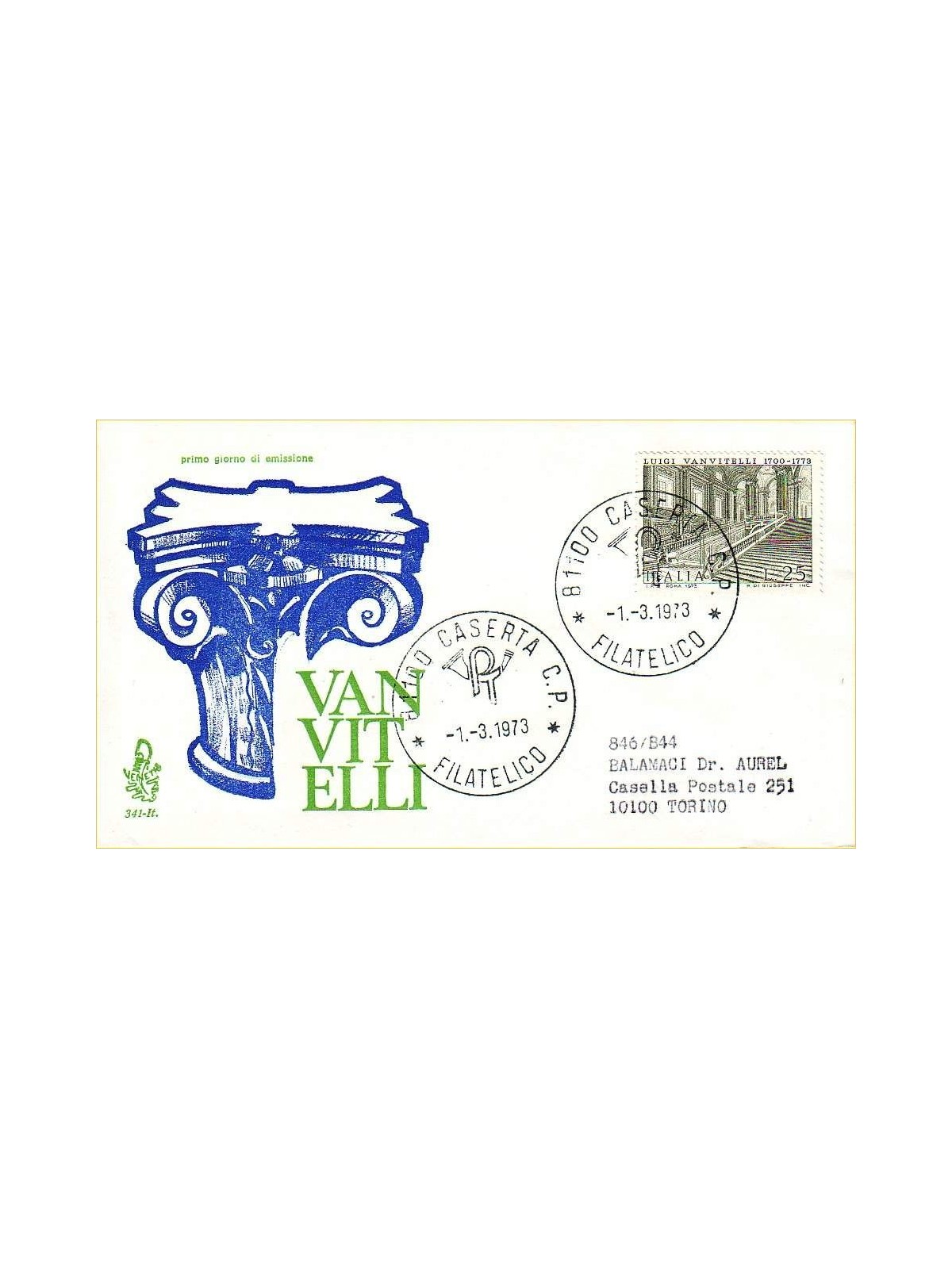 ITALY 1973 FDC (Venice) Luigi Vanvitelli