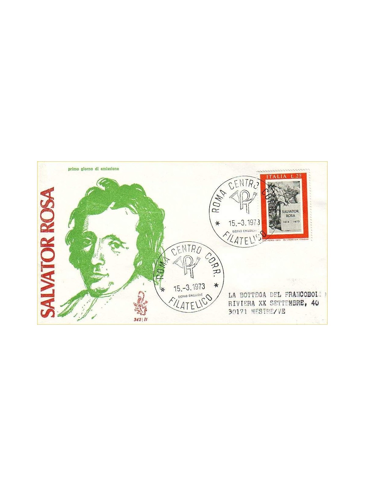 ITALY 1973 FDC (Venice) Salvator Rosa