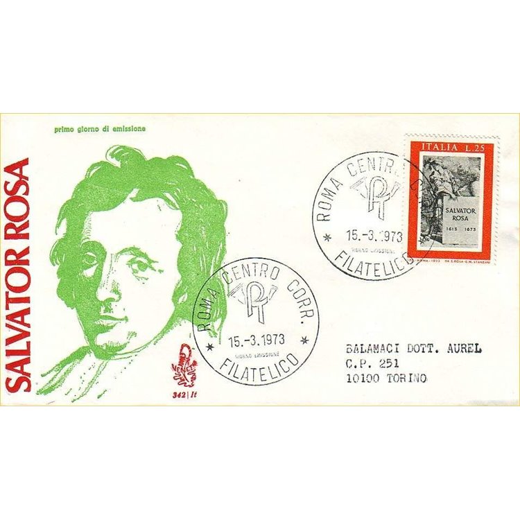 ITALIA 1973 FDC (Venetia) Salvator Rosa ord