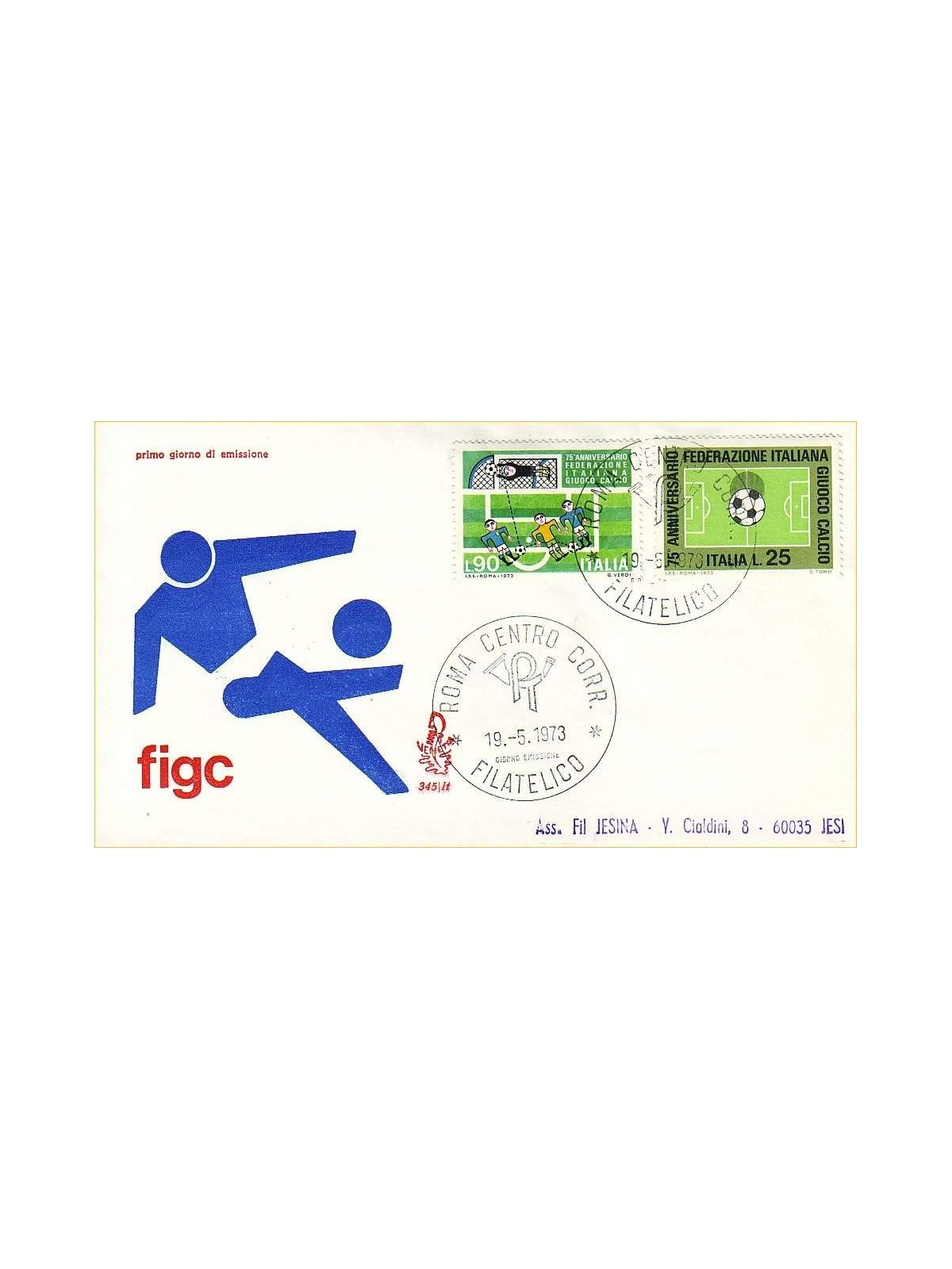 ITALIA 1973 FDC (Venetia) FIGC rm