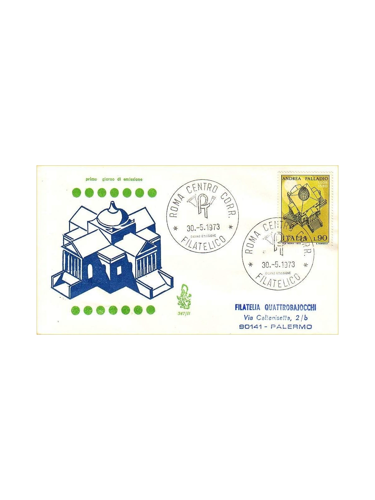 ITALY 1973 FDC (Venetia) Andrea Palladio ord
