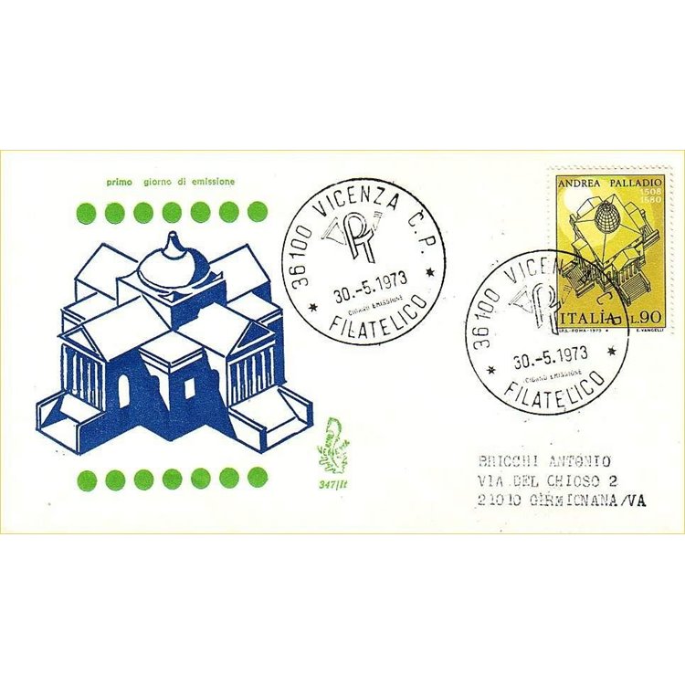 ITALY 1973 FDC (Venetia) Andrea Palladio