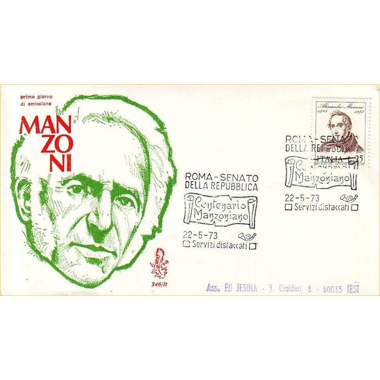 ITALY 1973 FDC (Venice) Alessandro Manzoni ord