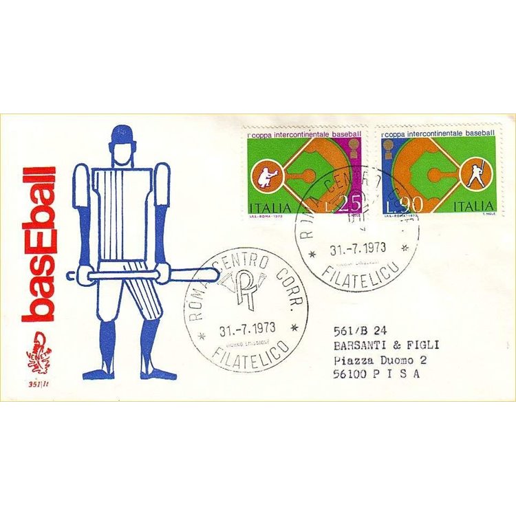 ITALY 1973 FDC (Venetia) Baseball