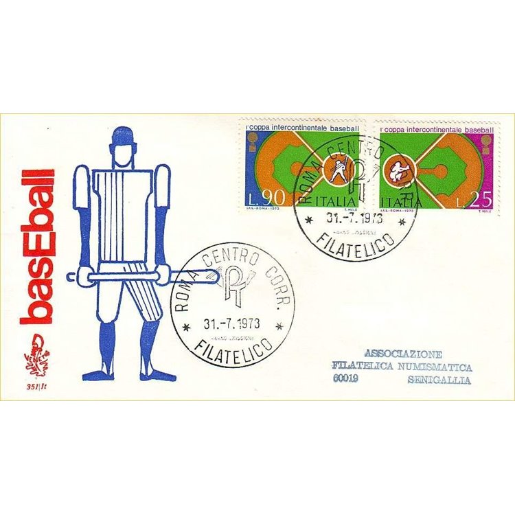 ITALY 1973 FDC (Venetia) Baseball ord