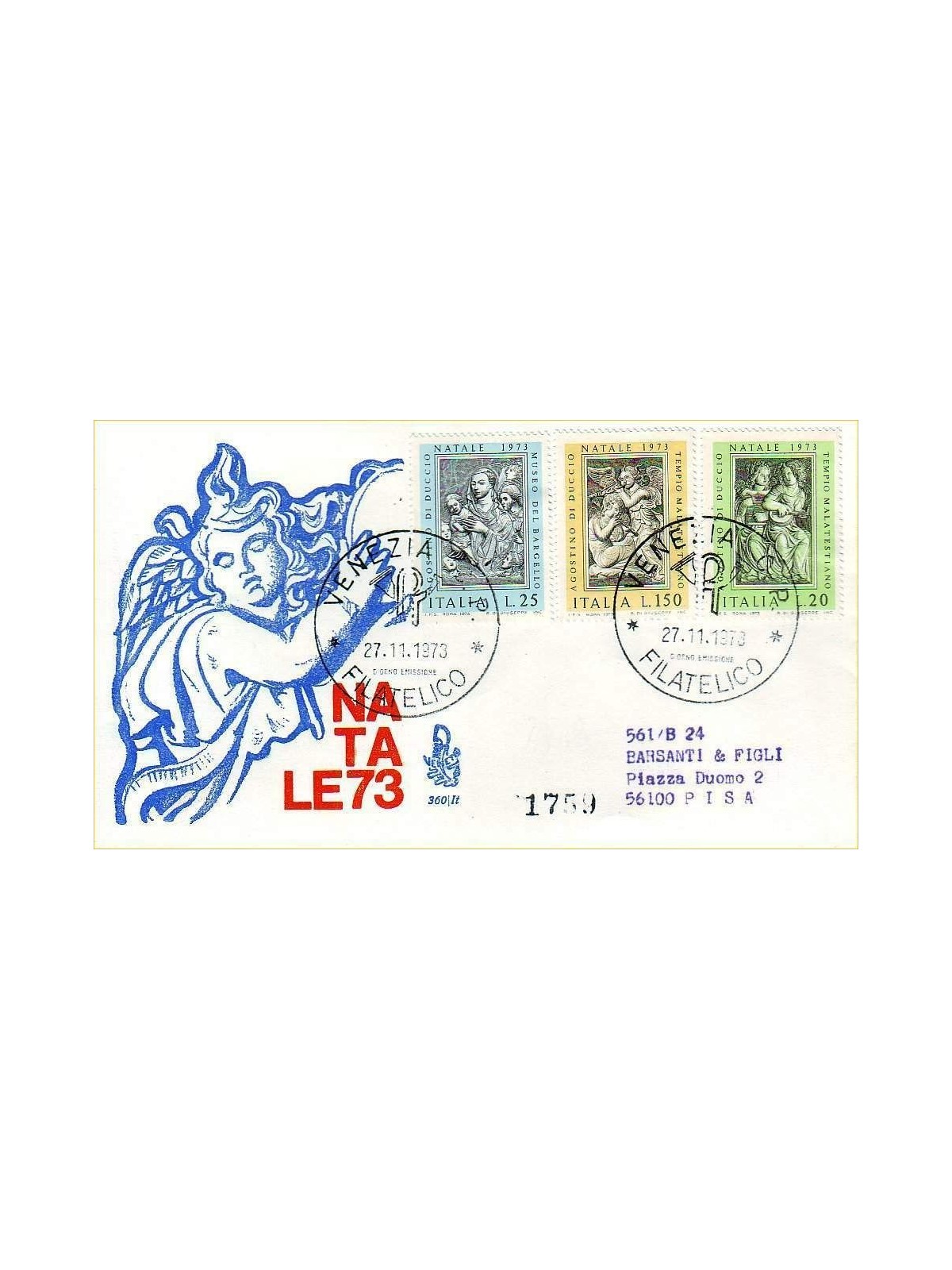 ITALIA 1973 FDC (Venetia) Natale racc