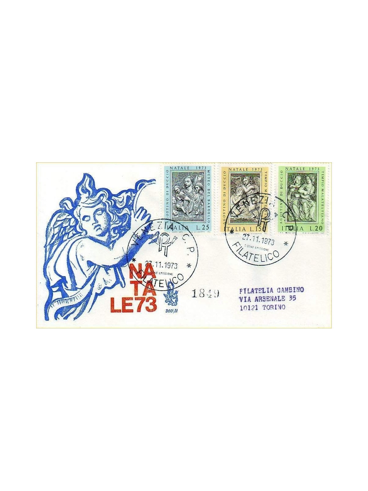 ITALY 1973 FDC (Venice) Christmas