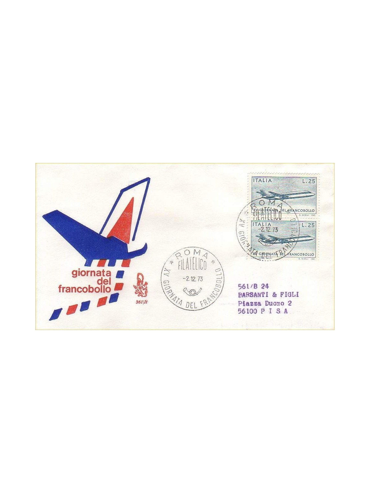 ITALIA 1973 FDC (Venetia) Giornata del francobollo