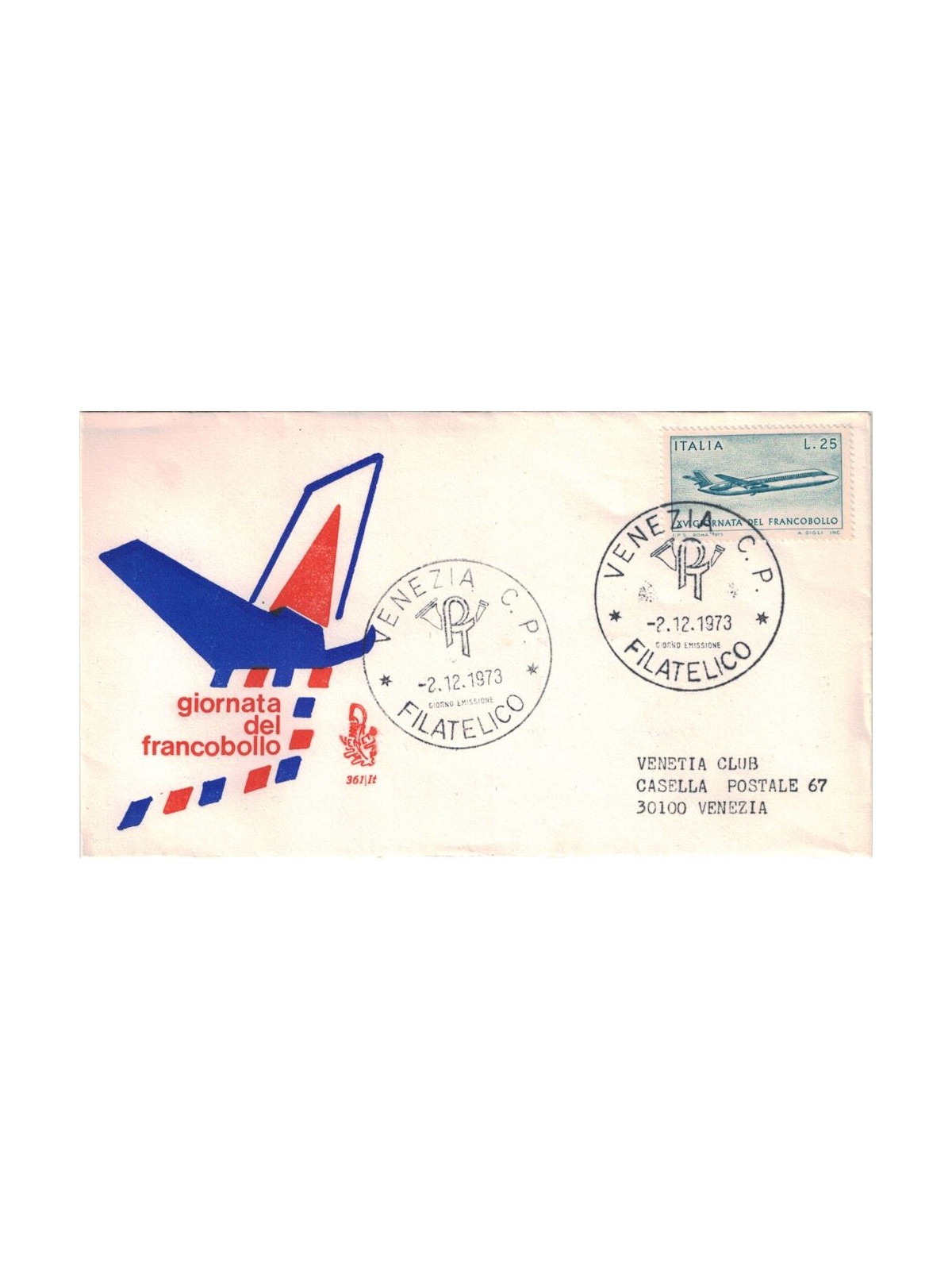 ITALY 1973 FDC (Venice) Ordinary Stamp Day