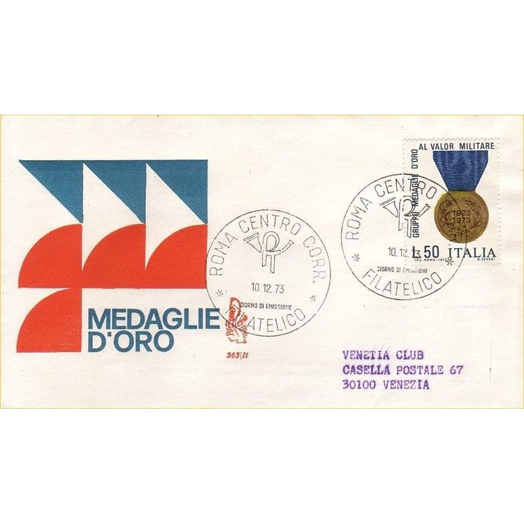 ITALY 1973 FDC (Venice) Gold Medals