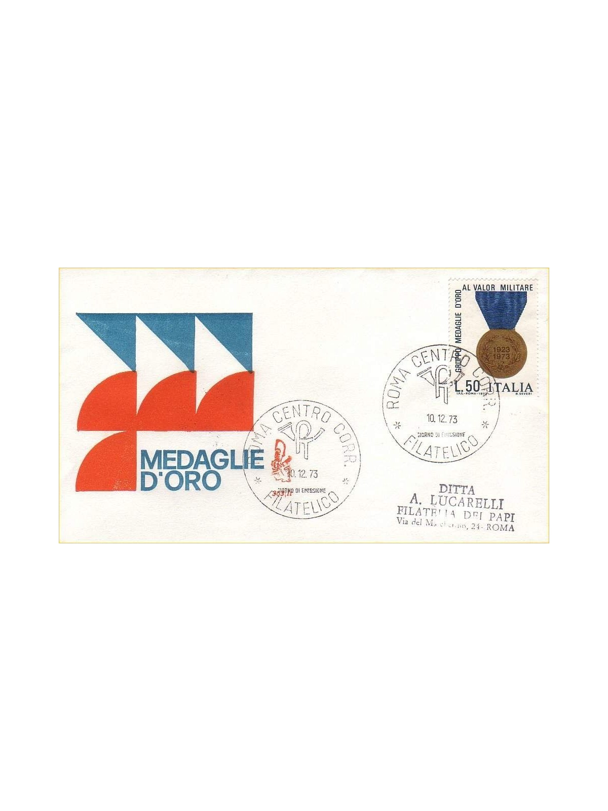 ITALY 1973 FDC (Venice) Gold medals