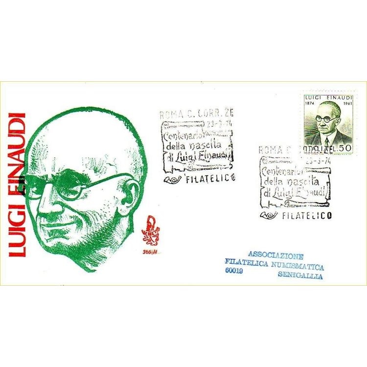 ITALY 1974 FDC (Venice) Luigi Einaudi ord