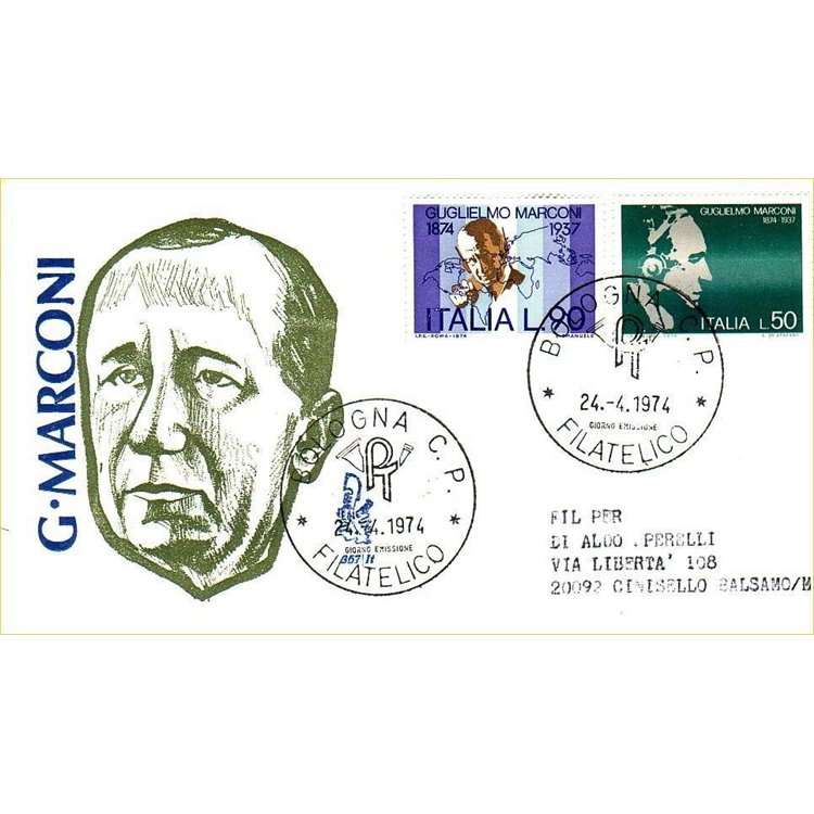 ITALIA 1974 FDC (Venetia) Guglielmo Marconi