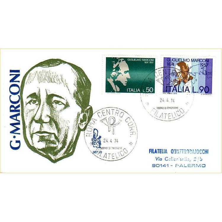 ITALIA 1974 FDC (Venetia) Guglielmo Marconi ord