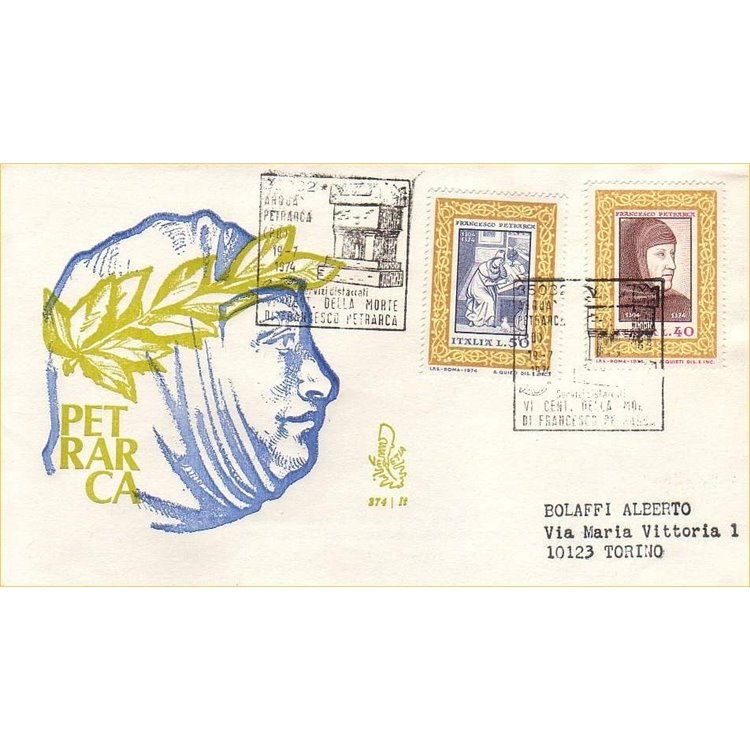 ITALIA 1974 FDC (Venetia) Francesco Petrarca