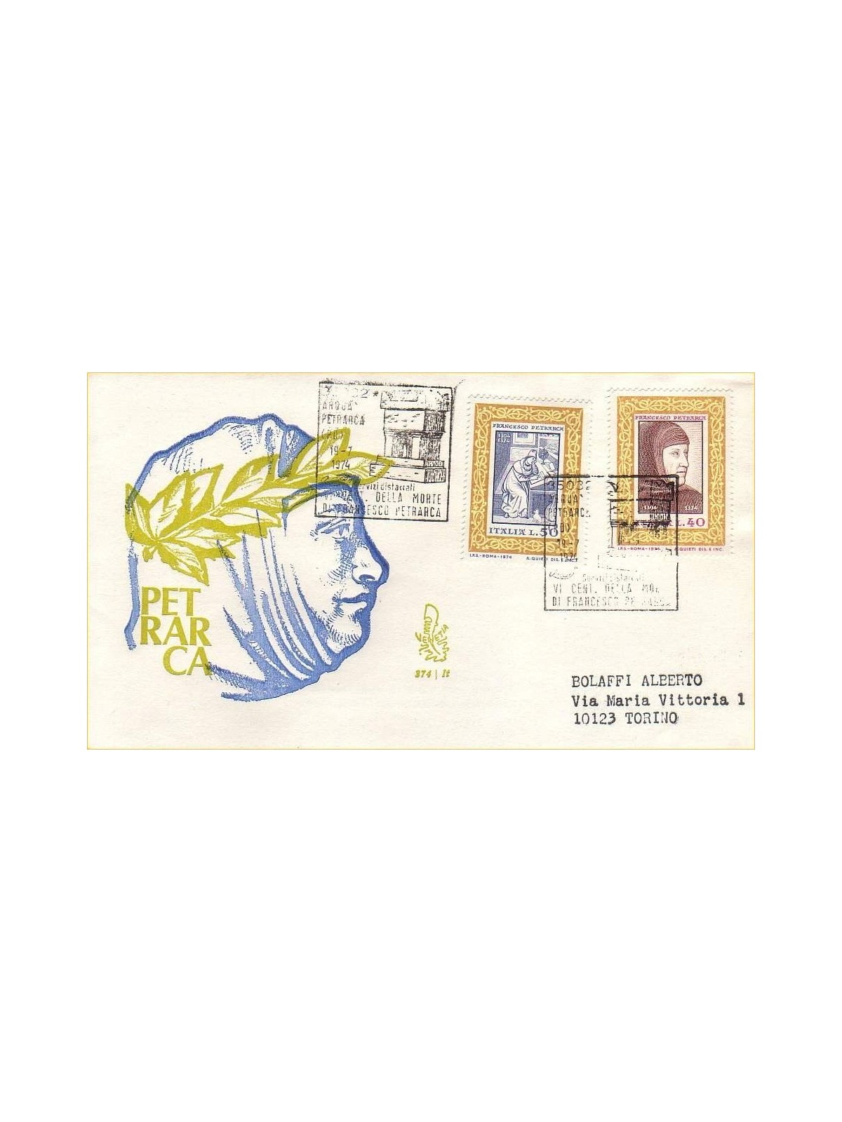 ITALY 1974 FDC (Venice) Francesco Petrarca