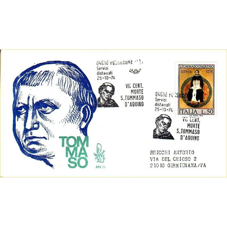 ITALIA 1974 FDC (Venetia) San Tommaso d'Aquino