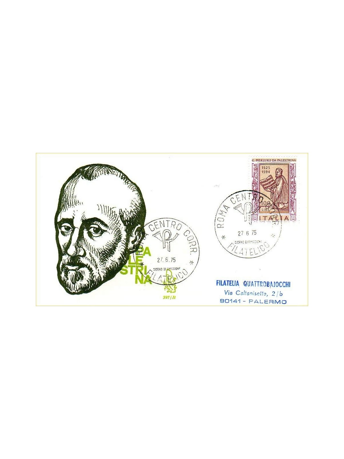 ITALIA 1975 FDC (Venetia) Pierluigi da Palestrina ord rm