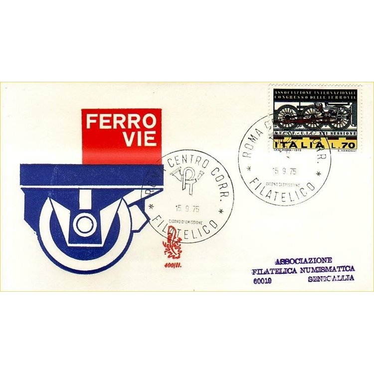 ITALY 1975 FDC (Venice) Railways ord rm