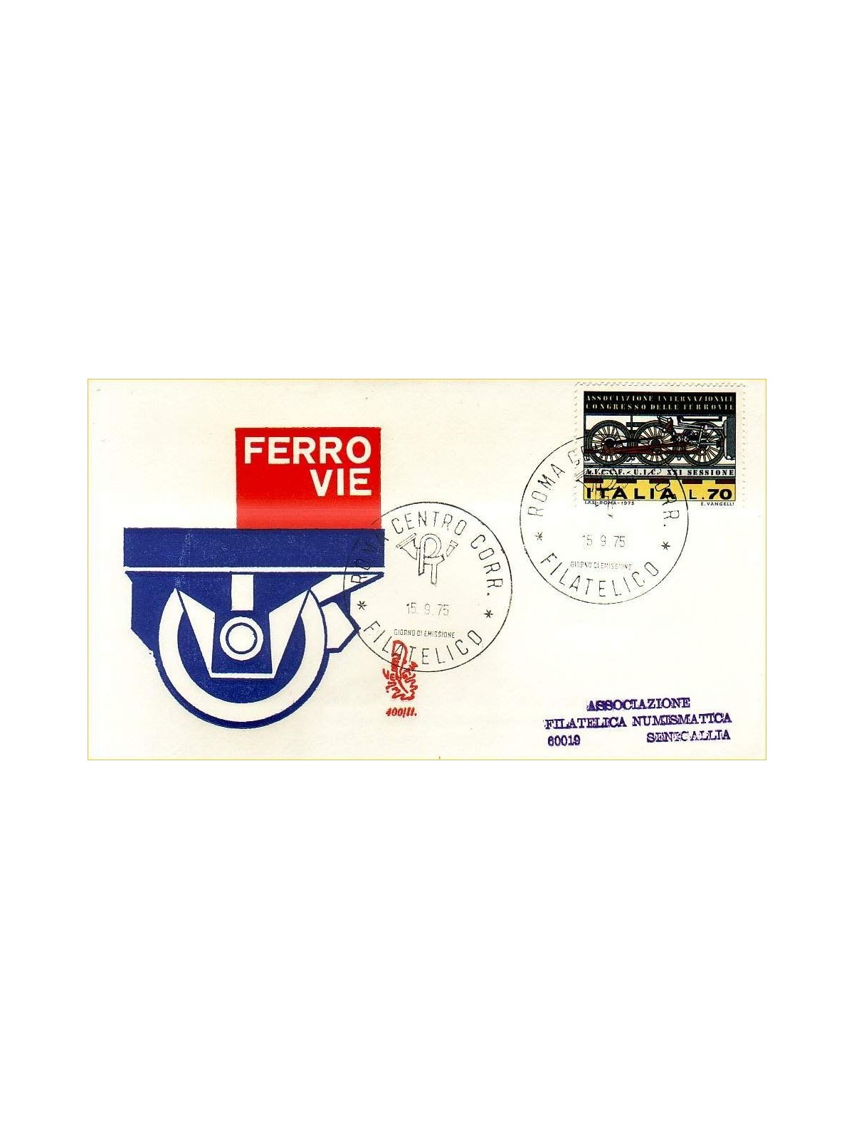 ITALY 1975 FDC (Venice) Railways ord rm
