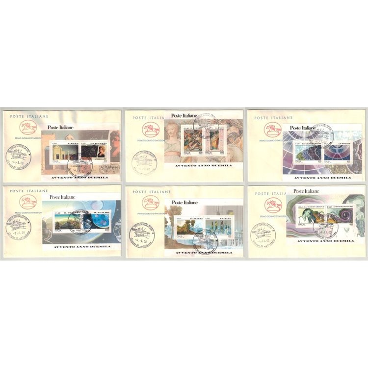 FDC ITALIA 2000 Avvento Anno 2000 6 Buste Cavallino