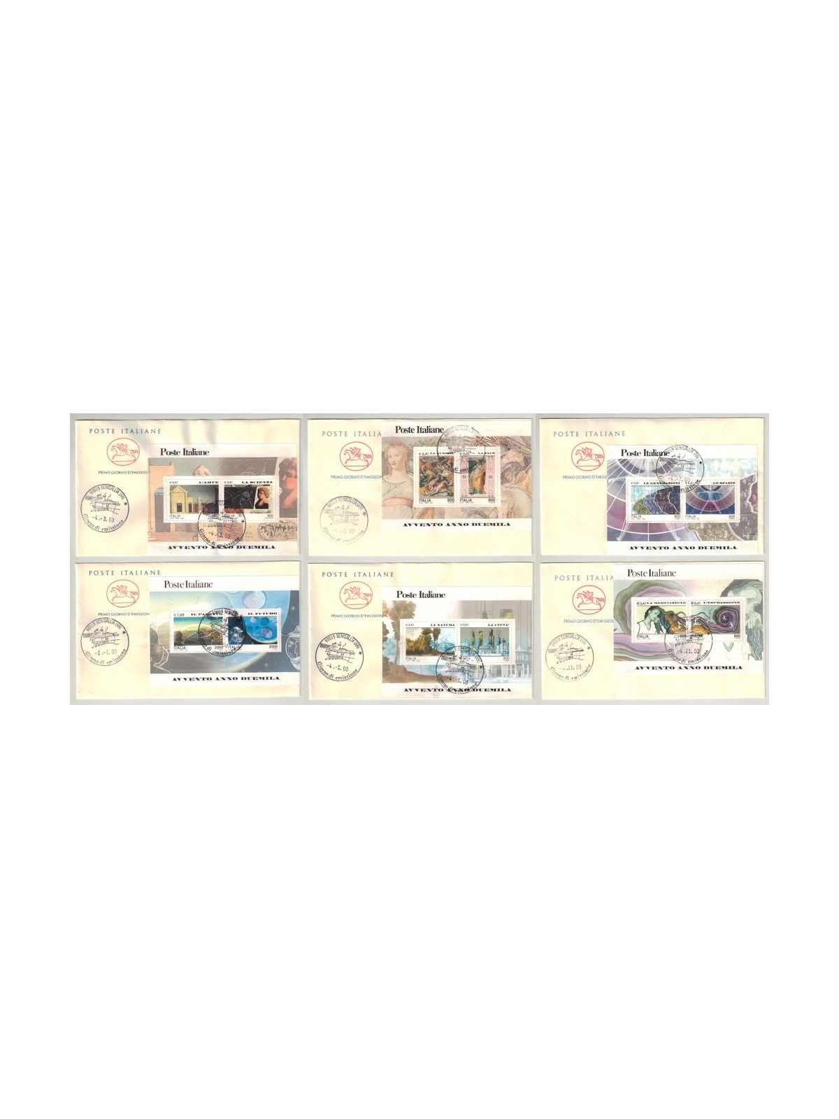 FDC ITALIA 2000 Avvento Anno 2000 6 Buste Cavallino