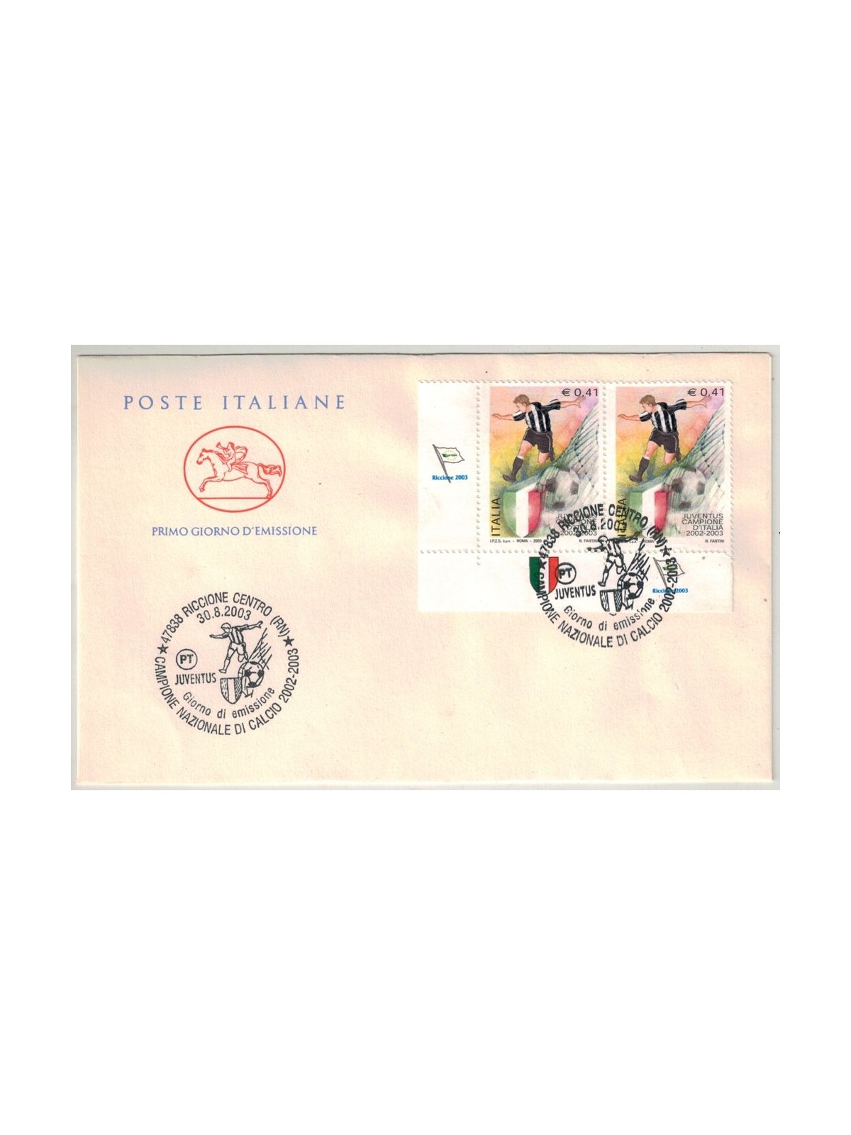 FDC ITALY 2003 Juventus Italian Champion 1 Envelope Cavallino nv