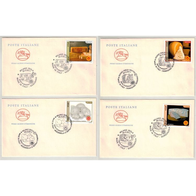 FDC ITALIA 2011 Made in Italy, formaggi 4 Buste Cavallino nv