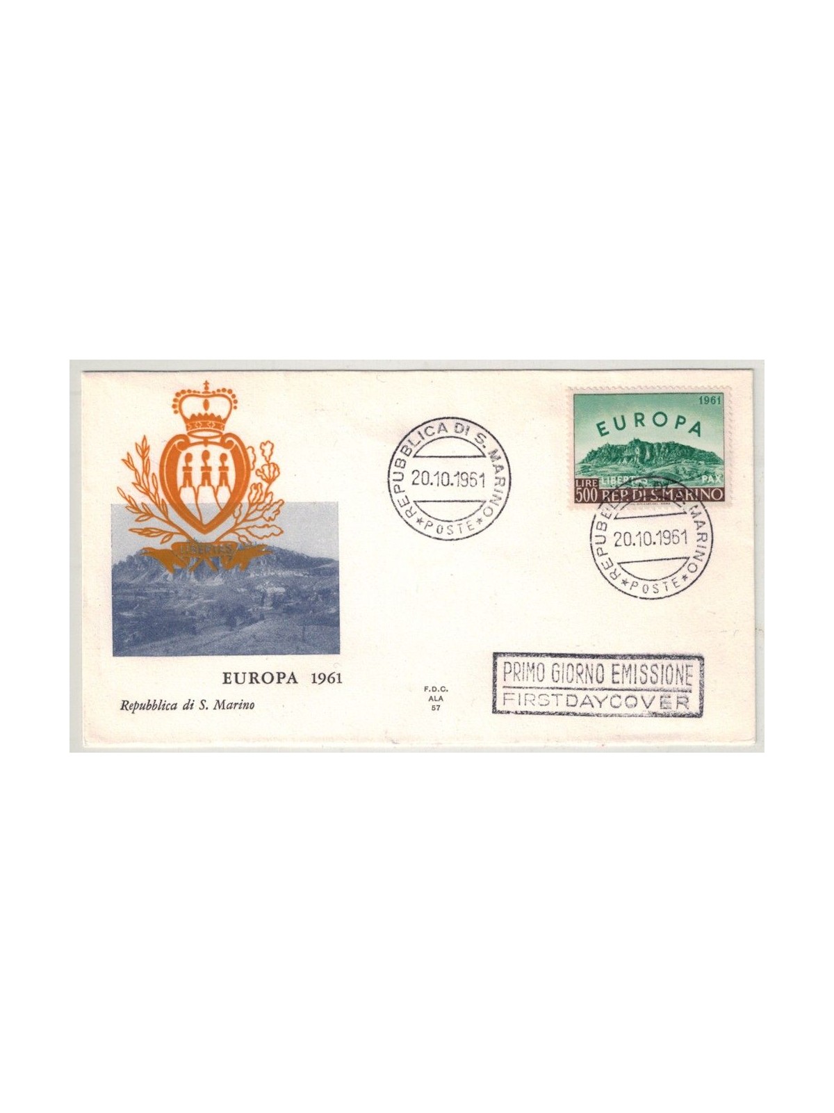 SAN MARINO 1961 FDC (Ala) Europa