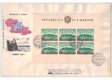 FDC SAN MARINO 1961 Europa BF 1 Busta Filagrano nv