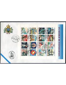 FDC SAN MARINO 1998 A century of science fiction s/s 1 Envelope nv