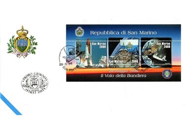 FDC SAN MARINO 1998 Flag of San Marino in space s/s 1 Envelope nv