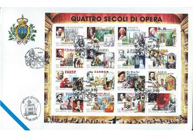FDC SAN MARINO 1999 Quattro secoli di Opera BF 1 Busta nv