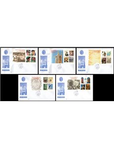 FDC SAN MARINO 2000 Foundation of the Republic s/s 5 Envelopes nv