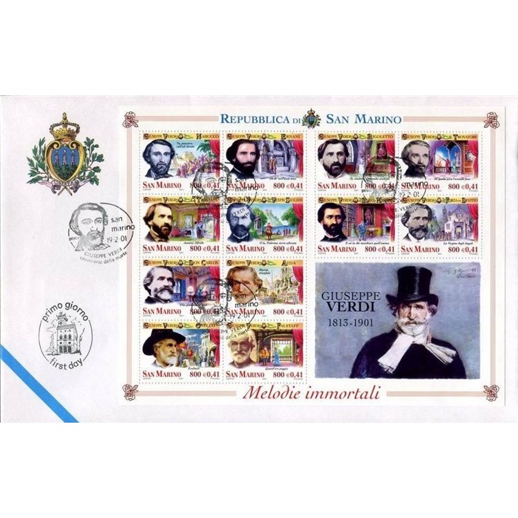 FDC SAN MARINO 2001 Giuseppe Verdi s/s 1 Envelope nv